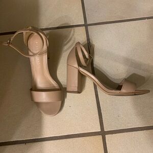 Kelly & Katie Blush Tan Block Heel Ankle Strap Sandals